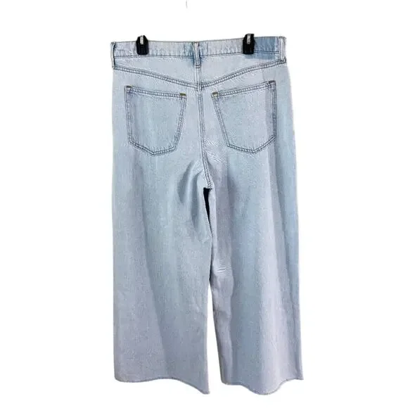 NWT Abercrombie & Fitch Light Blue High Rise The Crop Wide Leg Jeans Women's 31 - Picture 4 of 9